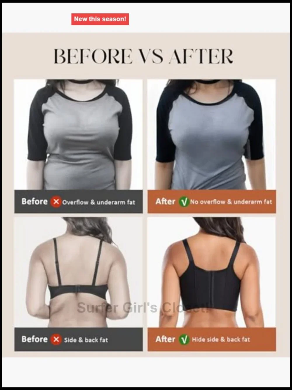 Push Up Full Coverage Back Smoothing Underwire Bra Women